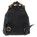 GUCCI Bamboo Backpack Leather Black Gold Tone 003 1705 0030 Auth ka5411A-3