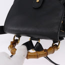GUCCI Bamboo Backpack Leather Black Gold Tone 003 1705 0030 Auth ka5411A-6