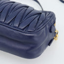 Miu Miu Matelasse Shoulder Bag Leather Blue Gold Tone Auth ka5412A-10