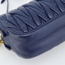 Miu Miu Matelasse Shoulder Bag Leather Blue Gold Tone Auth ka5412A-11