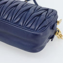 Miu Miu Matelasse Shoulder Bag Leather Blue Gold Tone Auth ka5412A-12