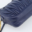 Miu Miu Matelasse Shoulder Bag Leather Blue Gold Tone Auth ka5412A-13