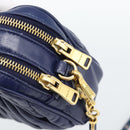 Miu Miu Matelasse Shoulder Bag Leather Blue Gold Tone Auth ka5412A-14