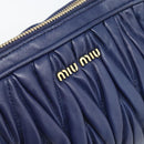 Miu Miu Matelasse Shoulder Bag Leather Blue Gold Tone Auth ka5412A-15