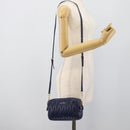 Miu Miu Matelasse Shoulder Bag Leather Blue Gold Tone Auth ka5412A-23