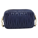 Miu Miu Matelasse Shoulder Bag Leather Blue Gold Tone Auth ka5412A-3