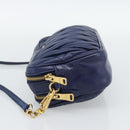 Miu Miu Matelasse Shoulder Bag Leather Blue Gold Tone Auth ka5412A-4