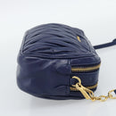 Miu Miu Matelasse Shoulder Bag Leather Blue Gold Tone Auth ka5412A-5