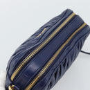 Miu Miu Matelasse Shoulder Bag Leather Blue Gold Tone Auth ka5412A-6
