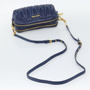 Miu Miu Matelasse Shoulder Bag Leather Blue Gold Tone Auth ka5412A-7