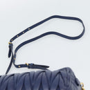 Miu Miu Matelasse Shoulder Bag Leather Blue Gold Tone Auth ka5412A-8