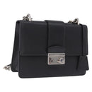PRADA Chain Shoulder Bag Safiano leather Black Silver Auth ka5415-1