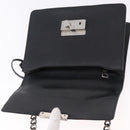 PRADA Chain Shoulder Bag Safiano leather Black Silver Auth ka5415-18