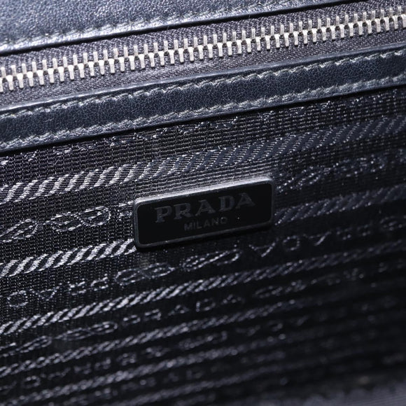 PRADA Chain Shoulder Bag Safiano leather Black Silver Auth ka5415