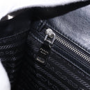 PRADA Chain Shoulder Bag Safiano leather Black Silver Auth ka5415-23
