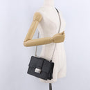 PRADA Chain Shoulder Bag Safiano leather Black Silver Auth ka5415-26
