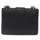 PRADA Chain Shoulder Bag Safiano leather Black Silver Auth ka5415-3