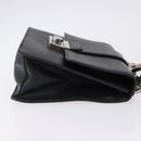 PRADA Chain Shoulder Bag Safiano leather Black Silver Auth ka5415-4
