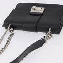 PRADA Chain Shoulder Bag Safiano leather Black Silver Auth ka5415-6