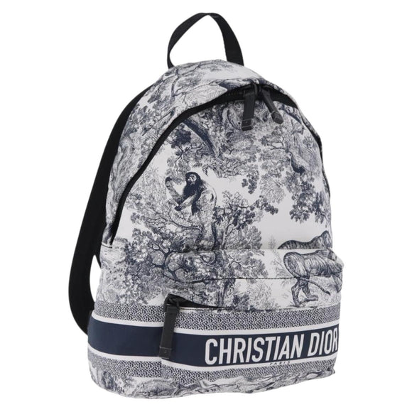 Christian Dior Toile de Jouy Backpack Nylon Navy White Auth ka5416M