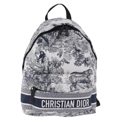 Christian Dior Toile de Jouy Backpack Nylon Navy White Auth ka5416M - 0