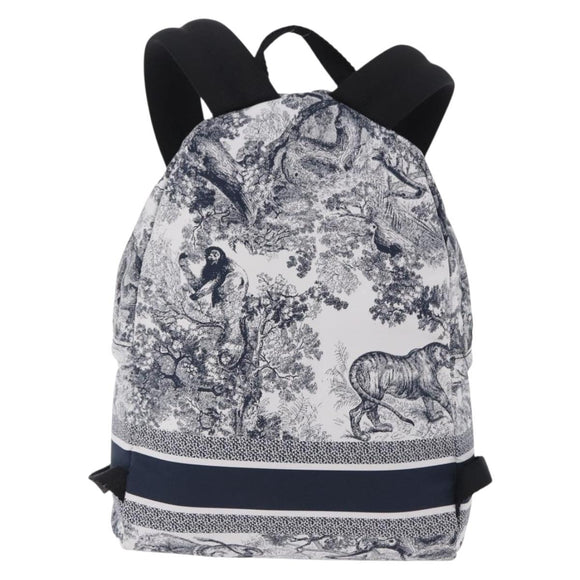 Christian Dior Toile de Jouy Backpack Nylon Navy White Auth ka5416M