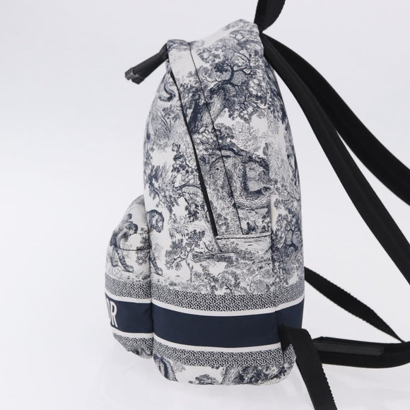 Christian Dior Toile de Jouy Backpack Nylon Navy White Auth ka5416M