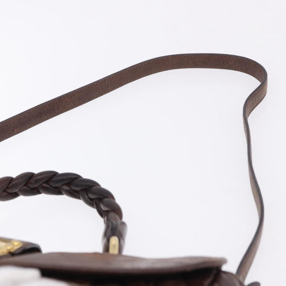 Miu Miu Matelasse Hand Bag Leather 2way Brown Gold Tone Auth ka5417