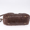 Miu Miu Matelasse Hand Bag Leather 2way Brown Gold Tone Auth ka5417-12
