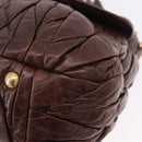 Miu Miu Matelasse Hand Bag Leather 2way Brown Gold Tone Auth ka5417-14