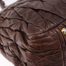 Miu Miu Matelasse Hand Bag Leather 2way Brown Gold Tone Auth ka5417-15