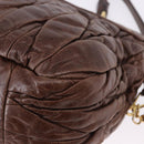 Miu Miu Matelasse Hand Bag Leather 2way Brown Gold Tone Auth ka5417-16