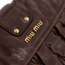 Miu Miu Matelasse Hand Bag Leather 2way Brown Gold Tone Auth ka5417-19
