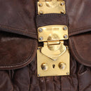 Miu Miu Matelasse Hand Bag Leather 2way Brown Gold Tone Auth ka5417-20