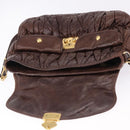 Miu Miu Matelasse Hand Bag Leather 2way Brown Gold Tone Auth ka5417-21