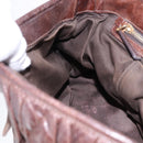 Miu Miu Matelasse Hand Bag Leather 2way Brown Gold Tone Auth ka5417-25