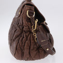 Miu Miu Matelasse Hand Bag Leather 2way Brown Gold Tone Auth ka5417-5