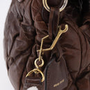 Miu Miu Matelasse Hand Bag Leather 2way Brown Gold Tone Auth ka5417-6