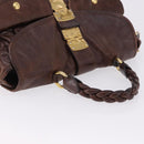 Miu Miu Matelasse Hand Bag Leather 2way Brown Gold Tone Auth ka5417-7