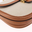 CELINE Chain Shoulder Bag Canvas Beige Gold Tone Auth ka5419V-10