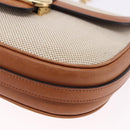 CELINE Chain Shoulder Bag Canvas Beige Gold Tone Auth ka5419V-11