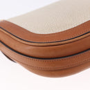 CELINE Chain Shoulder Bag Canvas Beige Gold Tone Auth ka5419V-12