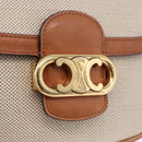 CELINE Chain Shoulder Bag Canvas Beige Gold Tone Auth ka5419V-14