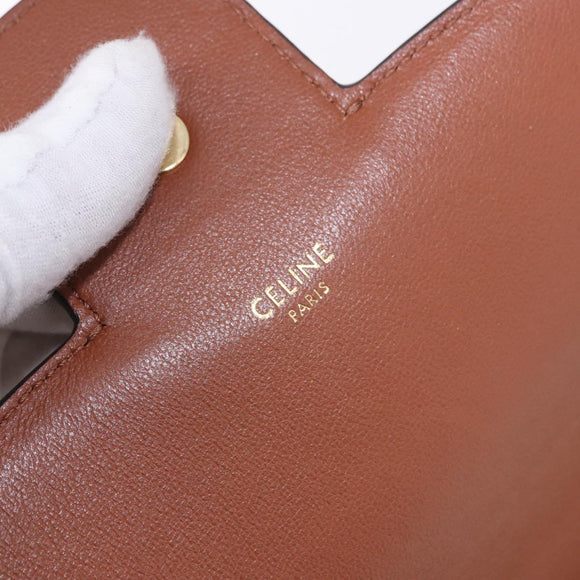 CELINE Chain Shoulder Bag Canvas Beige Gold Tone Auth ka5419V