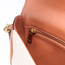 CELINE Chain Shoulder Bag Canvas Beige Gold Tone Auth ka5419V-20