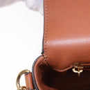 CELINE Chain Shoulder Bag Canvas Beige Gold Tone Auth ka5419V-21