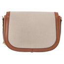 CELINE Chain Shoulder Bag Canvas Beige Gold Tone Auth ka5419V-3