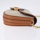 CELINE Chain Shoulder Bag Canvas Beige Gold Tone Auth ka5419V-4
