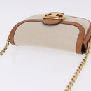 CELINE Chain Shoulder Bag Canvas Beige Gold Tone Auth ka5419V-6