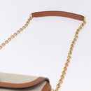 CELINE Chain Shoulder Bag Canvas Beige Gold Tone Auth ka5419V-8